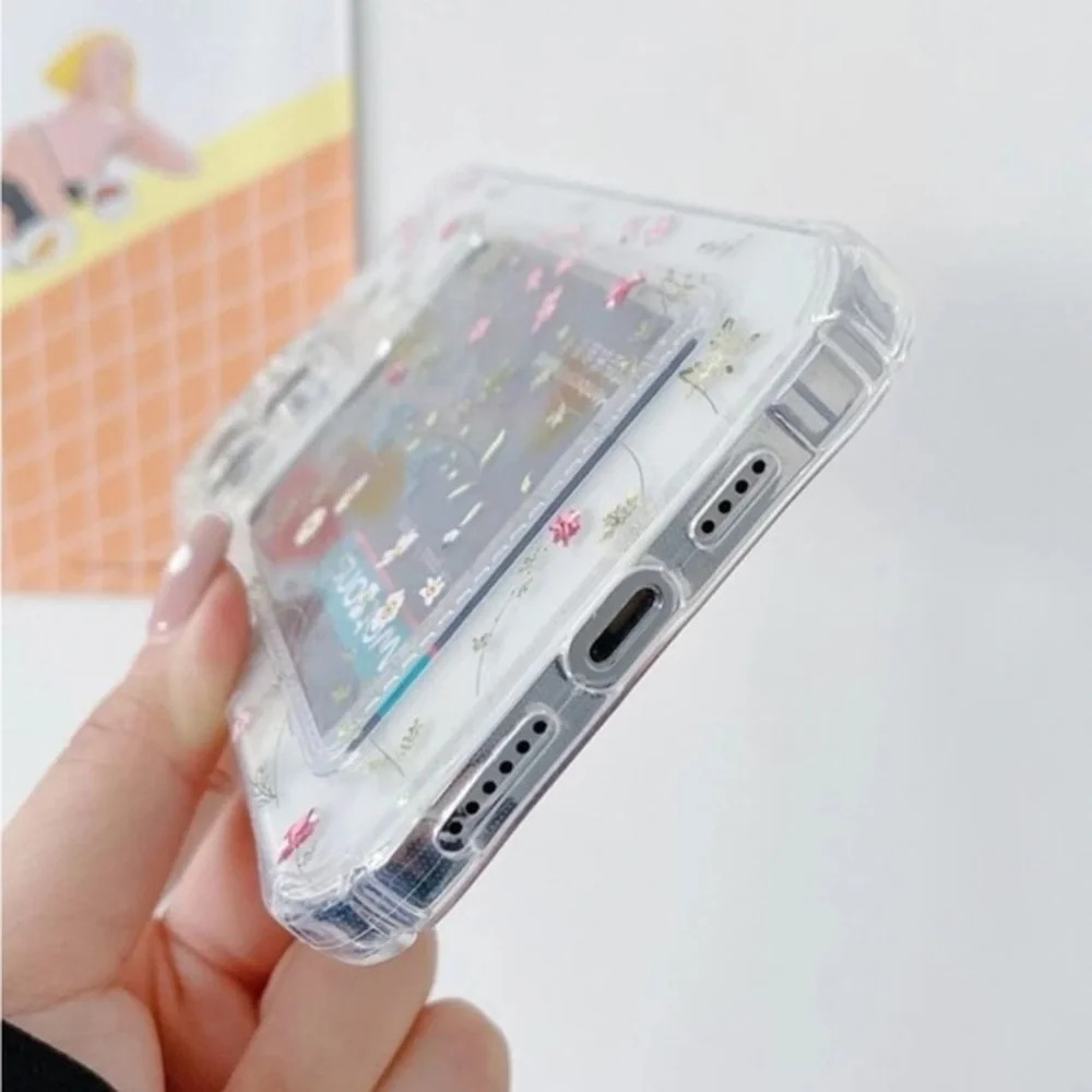 ⚠️Clearance🌟iPhone 14/Pro/Pro Max Clear Floral Phone Case With Card Slot - Picture 3 of 4
